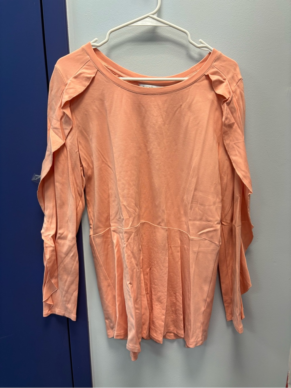 Isaac Mizrahi Peach Ruffle-Sleeve Long-Sleeve Tunic